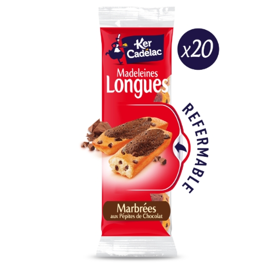 Madeleines Longues Marbrée aux Pépites de Chocolat KER CADELAC