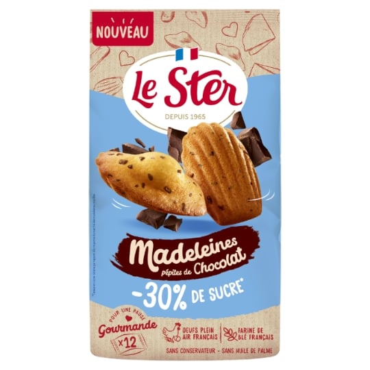 Madeleines coquilles Pépites de chocolat -30% de sucre LE STER
