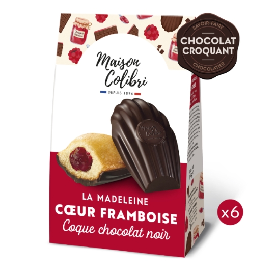 Madeleine Cœur Framboise Coque Chocolat Noir MAISON COLIBRI
