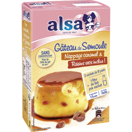 Préparation Gâteau Semoule Raisins Caramel ALSA