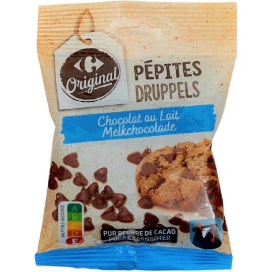 Pépites de chocolat au lait pur beurre de cacao CARREFOUR ORIGINAL