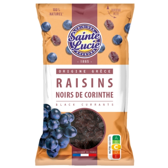 Raisins noirs de corinthe 100% naturel SAINTE LUCIE