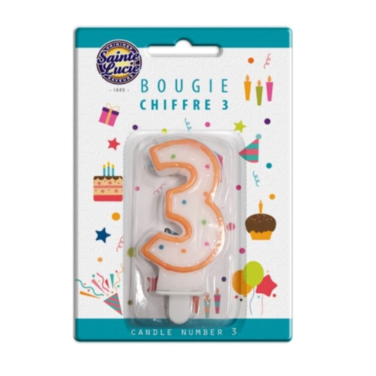 Bougie chiffre 3 SAINTE LUCIE