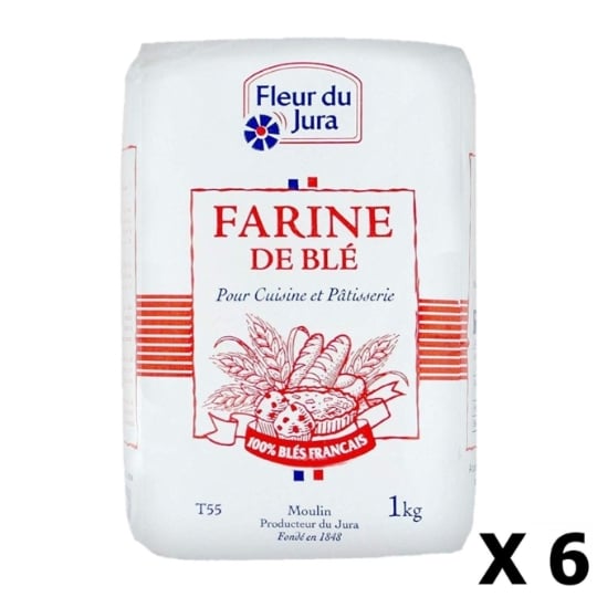 Lot 6x Farine T55  Blé Tendre 100% Français - Fleur Du Jura -  Paquet 1kg FLEUR DU JURA