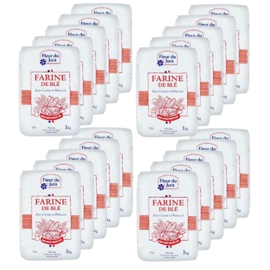 Lot 20x Farine T55  Blé Tendre 100% Français - Fleur Du Jura -  Paquet 1kg FLEUR DU JURA