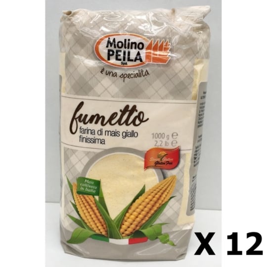 Lot 12x Farine De Maïs Très Fine Sans Gluten - Italie - Molino Peila - Paquet 1kg MOLINO PEILA