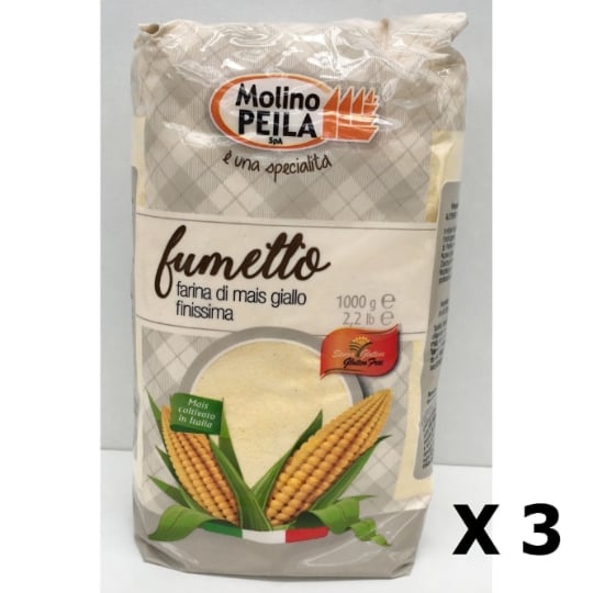 Lot 3x Farine De Maïs Très Fine Sans Gluten - Italie - Molino Peila - Paquet 1kg MOLINO PEILA