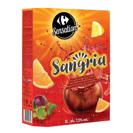Apéritif à base de vin Sangria Rouge 7,5% CARREFOUR SENSATION