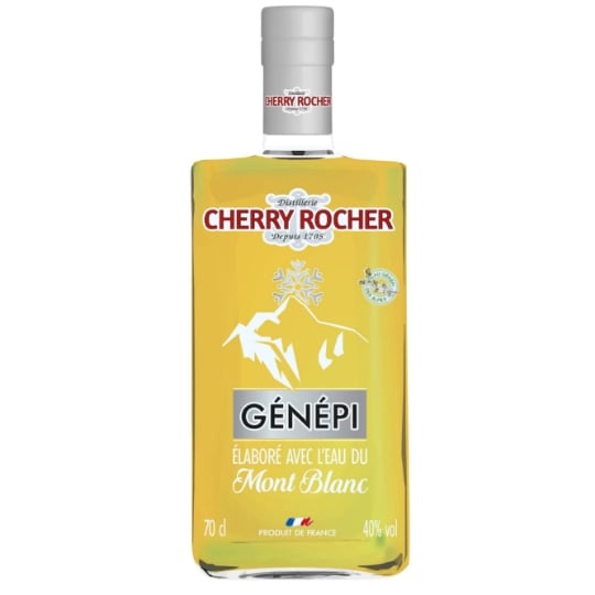 Liqueur génepi elabore a l'eau du mont blanc CHERRY ROCHER