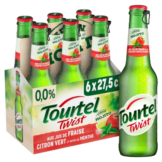 Bière Aromatisée Jus de Fraise Citron vert et Menthe Sans Alcool 0,0% TOURTEL TWIST