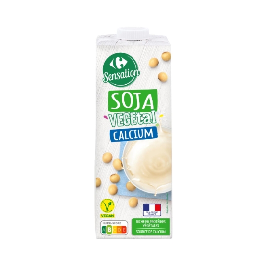 Jus de soja source de calcium, stérilisé UHT et végan CARREFOUR BON APPETIT !