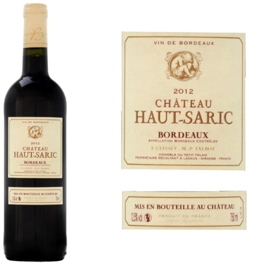 Vin rouge Bordeaux 2012 CHATEAU HAUT-SARIC
