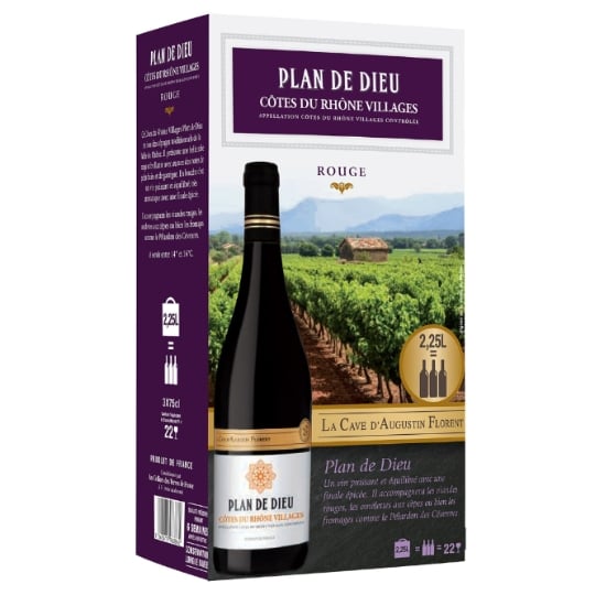 Vin Rouge A.O.P. Côtes Du Rhône Villages Grenache Plan de Dieu LA CAVE D'AUGUSTIN FLORENT