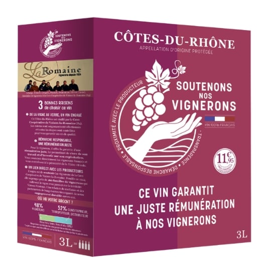 Vin Rouge AOP Côtes du Rhône SOUTENONS NOS VIGNERONS