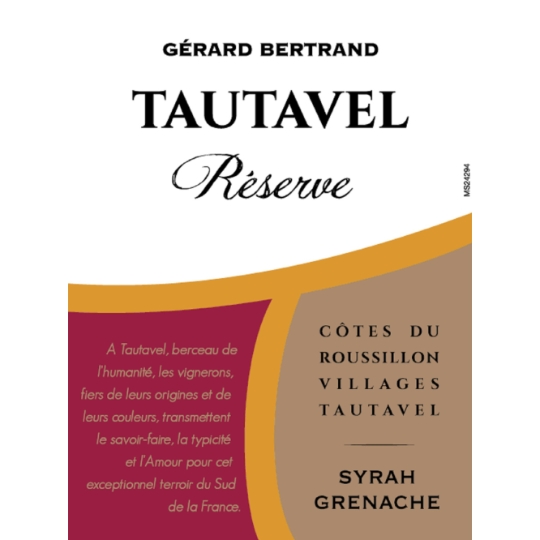 Vin Rouge A.O.P. Côtes Du Roussillon Villages Tautavel Réserve GERARD BERTRAND