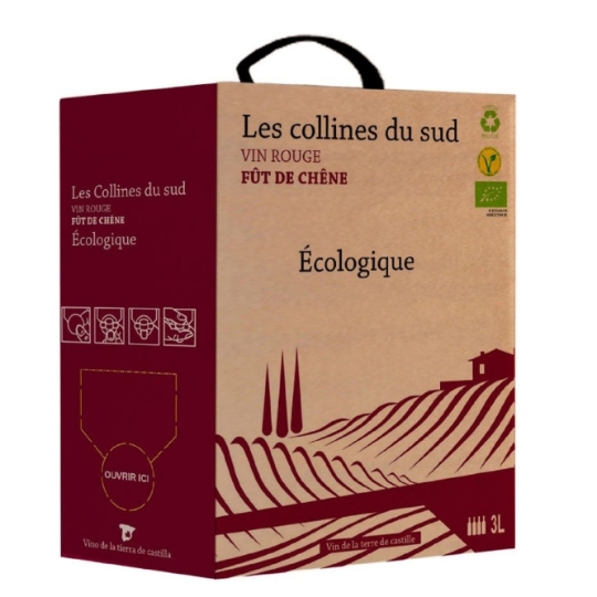 Vin Rouge Fût de Chêne Écologique Vin de la Terre de Castille LES COLLINES DU SUD