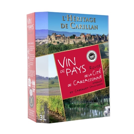 Vin Rouge de Paysde la Citéde Carcassone Merlot Cabernet Sauvignon L'HERITAGE DE CARILLAN