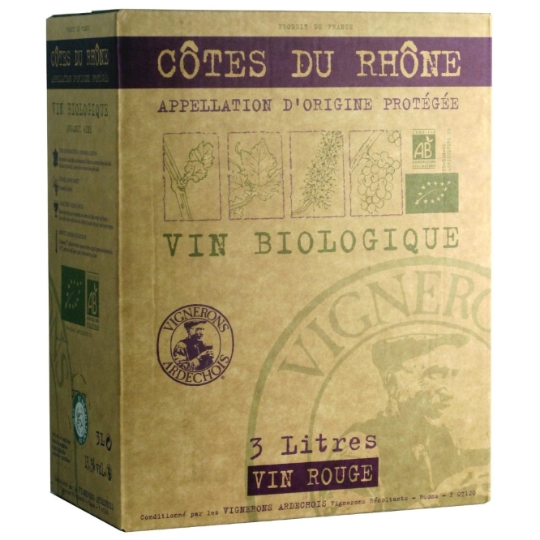 Vin Rouge A.O.P. Côtes Du Rhones Bio VIGNERONS ARDECHOIS