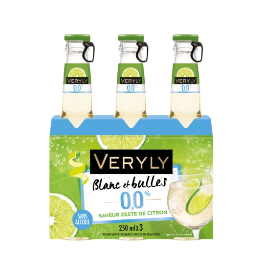 Boisson Pétillante Blanc et Bulles Sans Alcool 0.0% Saveur Zeste de Citron VERYLY