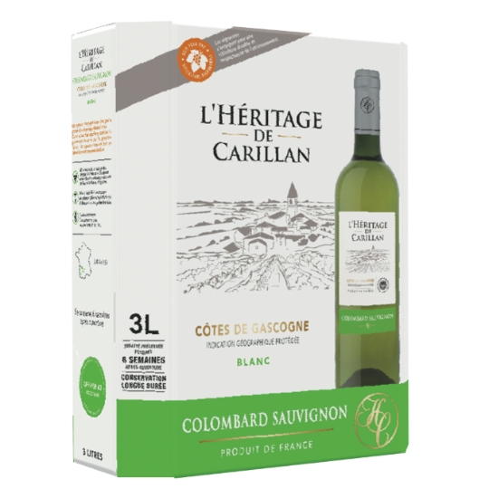Vin Blanc IGP Côtes de Gascogne Colombard Sauvignon L'HERITAGE DE CARILLAN