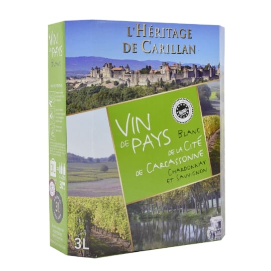 Vin Blanc I.G.P. de la Cité de Carcassonne Chardonnay Et Sauvignon L'HERITAGE DE CARILLAN