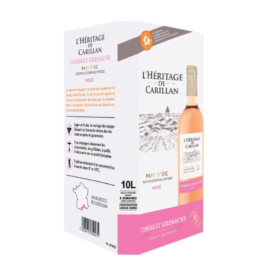 Vin Rosé I.G.P. Pays d'Oc Cinsault Et Grenache L'HERITAGE DE CARILLAN