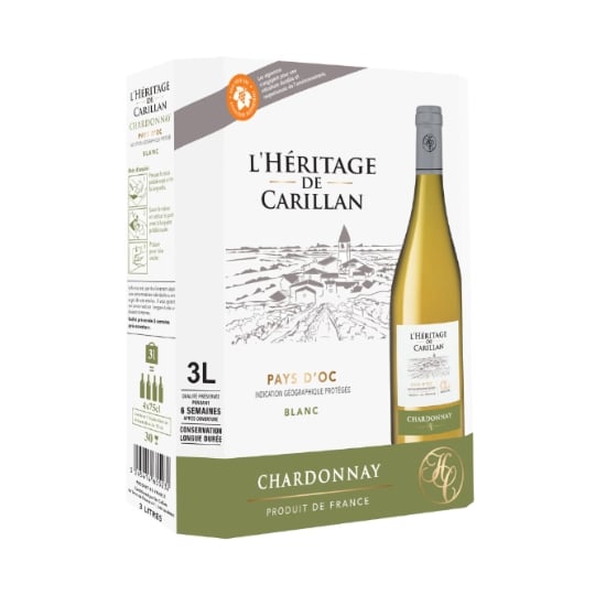 Vin Blanc I.G.P. Pays d'Oc Chardonnay L'HERITAGE DE CARILLAN