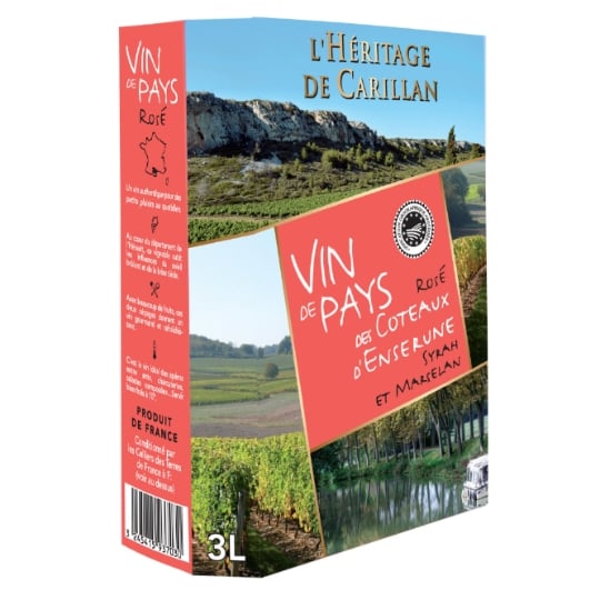 Vin Rosé de Paysdes Coteaux d'Enserune Syrah Et Marselan L'HERITAGE DE CARILLAN