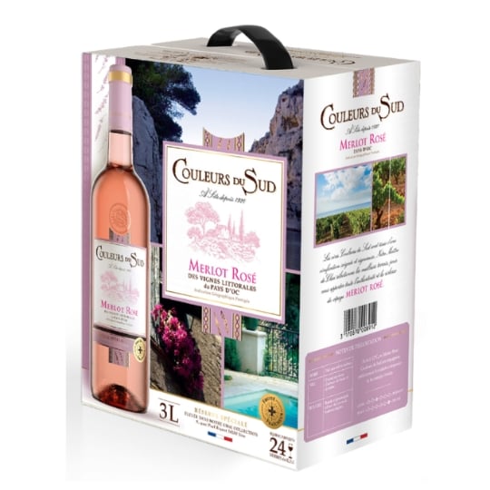 Vin Rosé Merlot Pays d'Oc COULEURS DU SUD