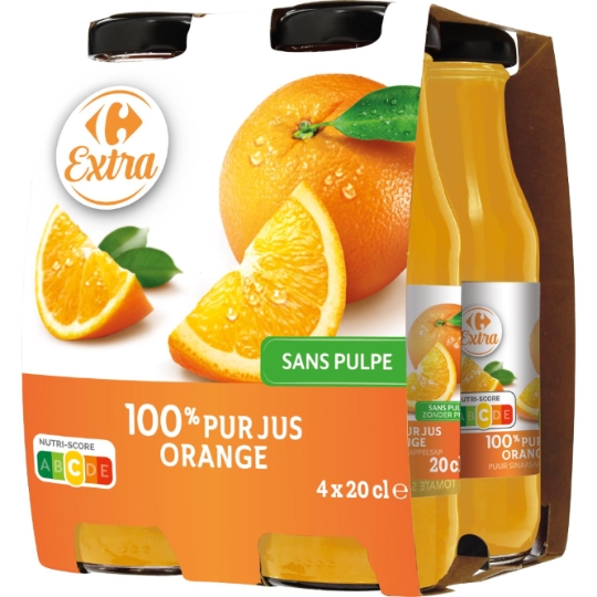 Pur jus d'orange sans pulpe CARREFOUR EXTRA