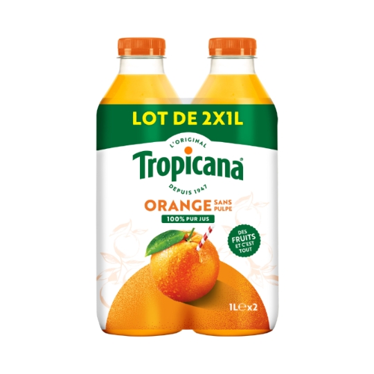Jus d'Orange Pressée Sans Pulpe Pur Jus TROPICANA