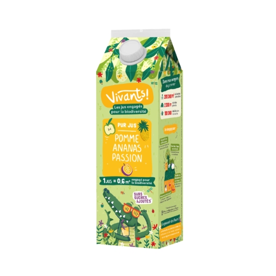 Pur Jus Pomme Ananas Passion Sans Sucres Ajoutés VIVANTS!