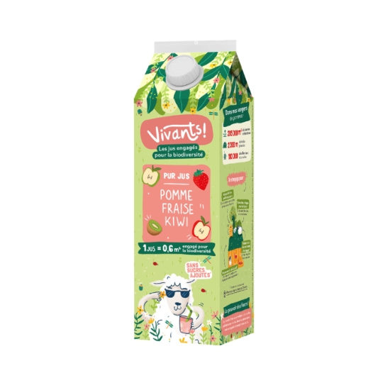 Jus de Pomme Kiwi Fraise Pur Jus VIVANTS!