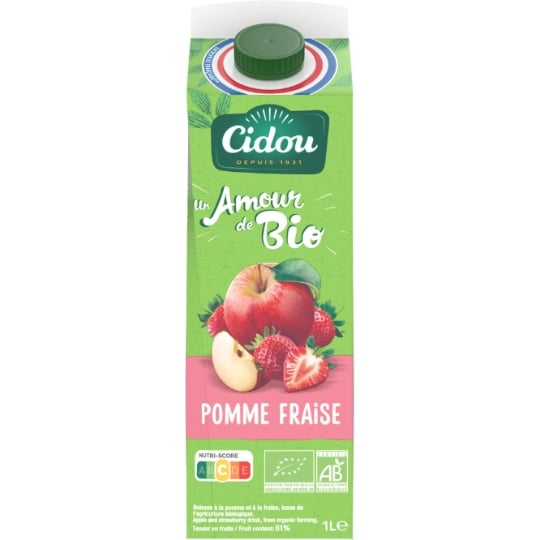 Nectar Pomme Fraise Sans Sucre Ajouté Bio CIDOU