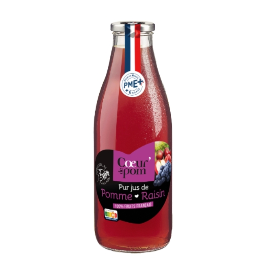 Jus de Pomme et de Raisin Pur Jus Pomme Raisin Aromatique et Équilibré COEUR DE POM'