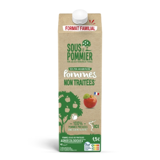 Jus de Pomme 100% Pur Jus Non Filtré Pommes Non Traitées Sans Sucre Ajouté SOUS LE POMMIER