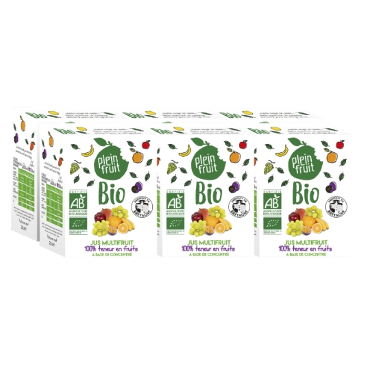 Jus de Fruits Multifruit Bio 100% Teneur en Fruits à base de Concentré PLEIN FRUIT