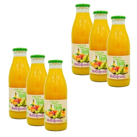 Lot 6x Pur Jus Multifruits Bio - Bouteille 75cl AGIDRA