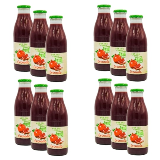 Lot 12x Pur Jus De Grenade Bio - Bouteille 75cl AGIDRA