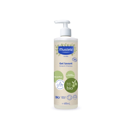 Gel douche Bébé Corps et Cheveux à l'Huile d'Olive Bio MUSTELA