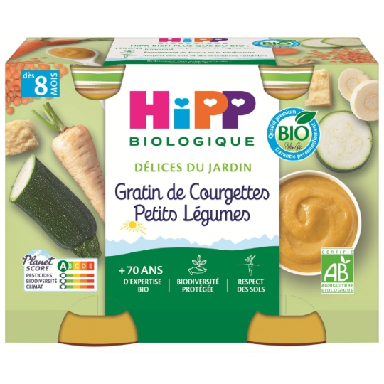Plat bébé dès 8 mois Gratin Courgettes Délice du jardin Bio HIPP BIOLOGIQUE HIPP BIOLOGIQUE