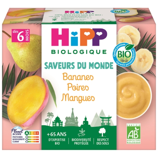 Compote bébé dès 6 mois Banane Poire Mangue Bio HIPP BIOLOGIQUE HIPP BIOLOGIQUE