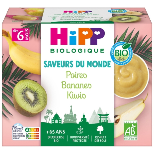Compote bébé dès 6 mois Poire Banane Kiwi Bio HIPP BIOLOGIQUE HIPP BIOLOGIQUE