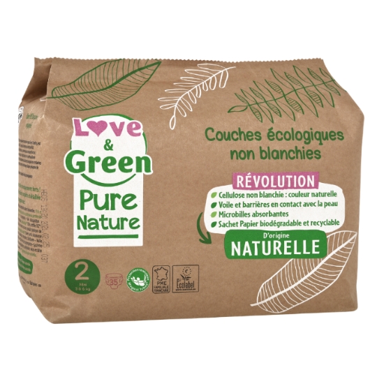 Couches Bébé Taille 2 3-6kg Naturelles Hypoallergénique LOVE & GREEN LOVE & GREEN