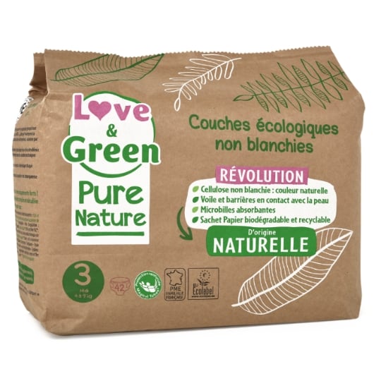 Couches Bébé Taille 3 4-9kg Naturelles Hypoallergénique LOVE & GREEN LOVE & GREEN