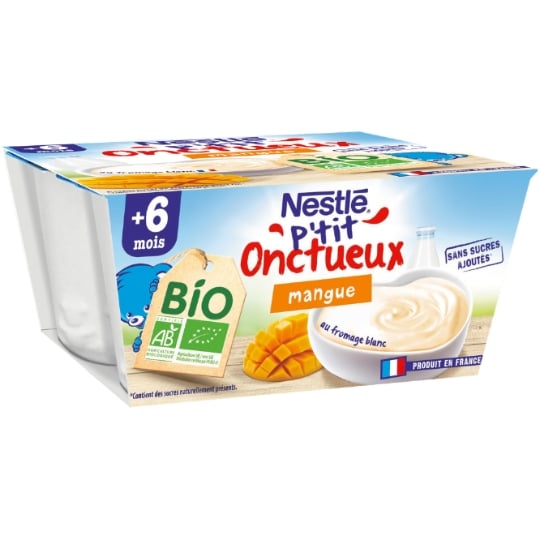 Compote bébé dès 6 mois Mangue Bio P'tit Onctueux NESTLE NESTLE