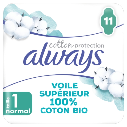 Serviettes Hygiéniques avec Ailettes Normal Taille 1 Coton Bio ALWAYS