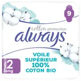 Serviettes Hygiéniques avec Ailettes Long Taille 2 Coton Bio ALWAYS
