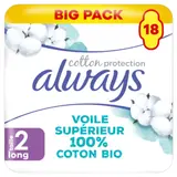 Serviettes Hygiéniques avec Ailettes Taille 2 100% Coton Cotton Protection ALWAYS