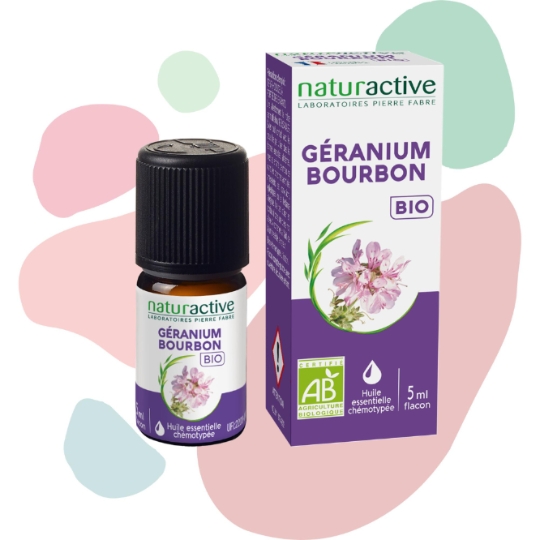 Huile essentielle Géranium Bourbon 100% Pure et Naturelle Bio NATURACTIVE